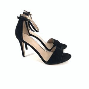 Aldo Faux Suede Peep Toe Ankle Strip Stiletto High Heels 9 Womens Black Sandals